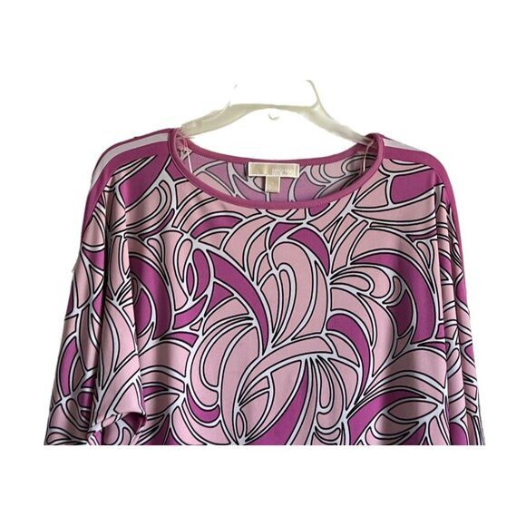 Michael Kors Womens Large Abstract Retro Pink Black Tunic/Mini Dress Boho Retro - Picture 2 of 6